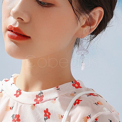 Alloy Mushroom with Clear Acrylic Nugget Dangle Earrings JE980A-1