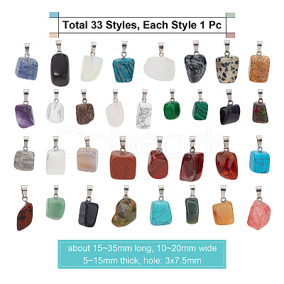 SUNNYCLUE Natural & Synthetic Mixed Gemstone Pendants G-SC0001-36-1