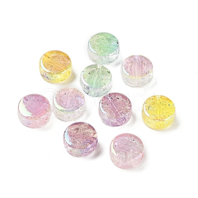 UV Plating Rainbow Iridescent Acrylic Beads OACR-F009-07-1