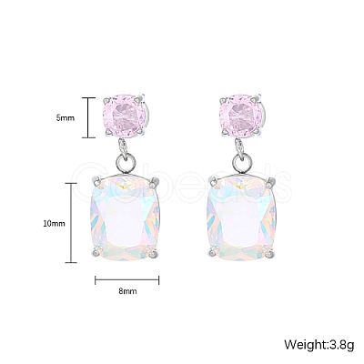 Cubic Zirconia Rectangle Dangle Stud Earrings EP4155-1