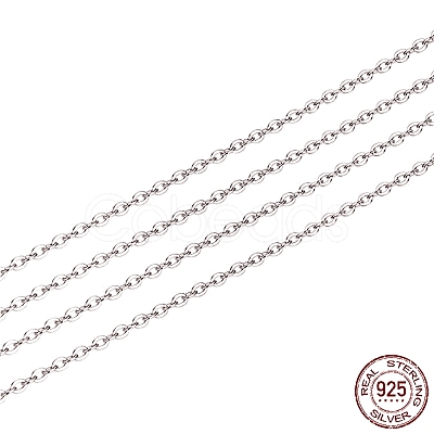 Anti-Tarnish Rhodium Plated 925 Sterling Silver Cable Chain STER-WH0011-04P-1