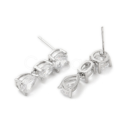 Rack Plating Brass Teardrop Stud Earrings with Crystal Rhinestone for Women EJEW-D059-11P-1