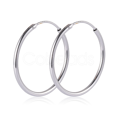 Rhodium Plated 925 Sterling Silver Hoop Earrings Endless Unisex Small Hoop Earrings 20mm Gold Plating Huggie Hoop Earrings for Women Men JE1076A-03-1