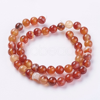 Natural Striped Agate/Banded Agate Beads Strands G-G591-8mm-03-1