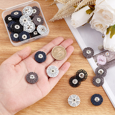 Nbeads 24Pcs 4 Colors Alloy Snap Buttons FIND-NB0003-67-1