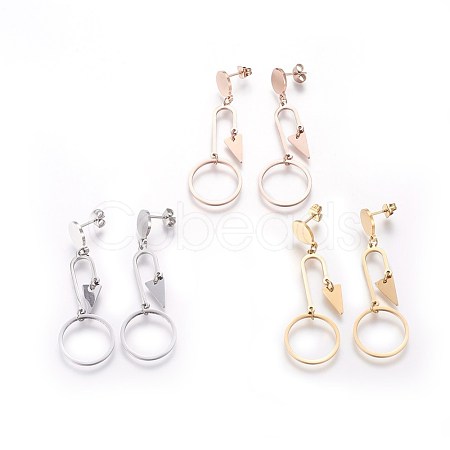304 Stainless Steel Dangle Stud Earrings STAS-I103-27-1