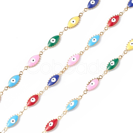 304 Stainless Steel Enamel Link Chains CHS-P016-29G-1