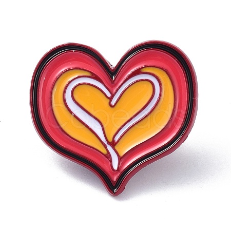 Alloy Enamel Heart Brooches JEWB-K004-45-1