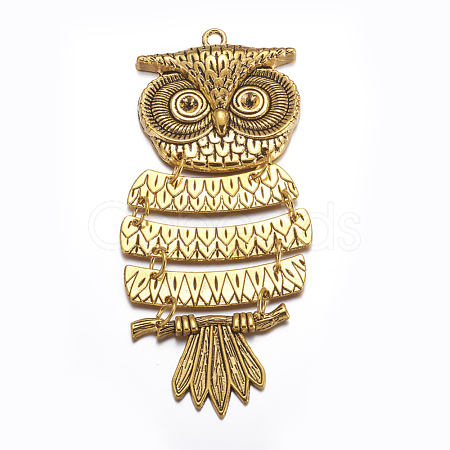 Zinc Alloy Owl Big Pendants X-PALLOY-A14922-AG-LF-1