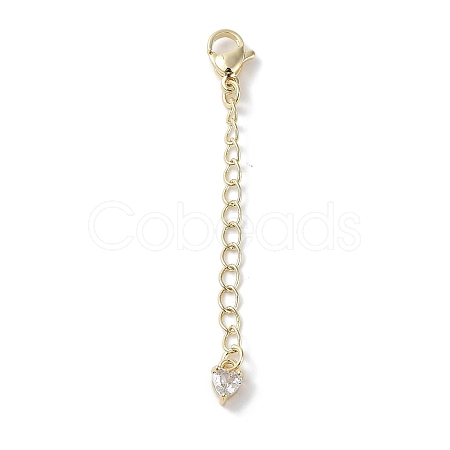 Brass Micro Pave Clear Cubic Zirconia Chain Extender KK-G491-52B-G-1