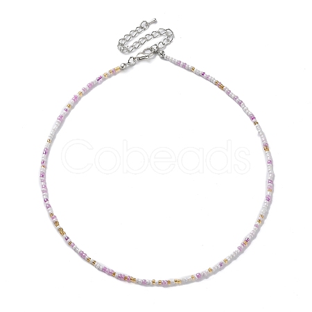 Glass Beaded Necklace NJEW-Z029-05A-1