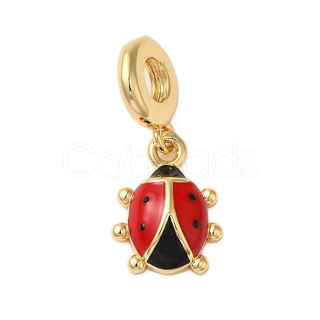 Rack Plating Brass FireBrick Enamel European Dangle Charms KK-P279-39G-1