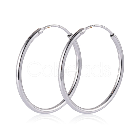 Rhodium Plated 925 Sterling Silver Hoop Earrings Endless Unisex Small Hoop Earrings 20mm Gold Plating Huggie Hoop Earrings for Women Men JE1076A-03-1
