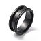 Titanium Steel Grooved Finger Ring for Men Women, Electrophoresis Black, Inner Diameter: 19mm