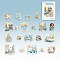 20Pcs PVC Self-Adhesive Coffee and People Stickers, for Suitcase, Skateboard, Refrigerator, Helmet, Mobile Phone Shell, DIY Photo Album Diary Scrapbook Decoration, Blue, 85x85mm