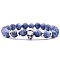 Natural Blue Spot Jasper Stretch Bracelets, Skull