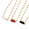 Natural & Synthetic Gemstone Column Pendant Necklaces, with Golden Plated Brass Curb Chains and Lobster Claw Clasps, 16-3/4 inch(42.5cm)