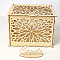 Rectangle Hollow Wood Wedding Card Box with Iron Lock, Wedding Cards Holder Case for Reception, Wedding Money Box for Party Decorations, Blanched Almond, 24x30x22.5cm