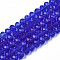 Glass Beads Strands, Faceted, Rondelle, Royal Blue, 3.5~3.8x3mm, Hole: 0.4mm, about 113~115pcs/strand, 32~33cm