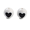 Opaque Printed Acrylic Beads, Round with Heart Pattern, Black, 16mm, Hole: 2mm, about 216pcs/500g