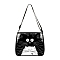 Cat Polyester Shoulder Bags, for Women Bags, Rectangle, Black, 24x20cm