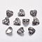 Faceted Glass Rhinestone Charms, Imitation Austrian Crystal, Heart, Black Diamond, 14x14x8mm, Hole: 1.6mm