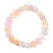 Natural Green Jade(Dyed) Round Beaded Stretch Bracelets, Pearl Pink, Inner Diameter: 1-7/8 inch(4.9cm), 8mm