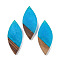 Resin & Wood Big Pendants, Leaf Charms, Dodger Blue, 52.5x22x3.5mm, Hole: 2mm