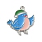 Winter Theme Alloy Enamel Pendants, Platinum, Bird, 22x21x1.7mm, Hole: 1.8mm