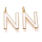 Brass Enamel Pendants, with Jump Ring, Long-Lasting Plated, Real 18K Gold Plated, Letter.N, White, Letter.N, N: 18x13x1.8mm, Jump Rings: Inner Diameter: 3mm