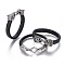 Braided Leather Cord Bracelets, with 304 Stainless Steel Findings, Mixed Shapes, Black, Antique Silver, 8-5/8 inch~9 inch(22~23cm)