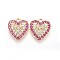 Brass Micro Pave Cubic Zirconia Pendants, Heart, Fuchsia, Real 18K Gold Plated, 13.3x12x2.7mm, Hole: 1.4mm