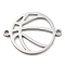 304 Stainless Steel Hollow Sport Ball Connector Charms, Basketball Outline Links, Stainless Steel Color, 14x18.5x1mm, Hole: 1.2mm