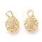 Brass Micro Pave Clear Cubic Zirconia Pendants, Long-Lasting Plated, Oval, Golden, 18x10x5mm, Hole: 5x4mm