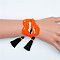 Miyuki Seed Braided Bead Bracelet with Double Tassel, Sexy Lip Friendship Bracelet for Women, Orange Red, 11 inch(28cm)