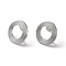 Non-Tarnish 304 Stainless Stud Earring Findings, with Vertical Loops, Donut, Stainless Steel Color, 17x16.5mm, Hole: 2.7mm, Pin: 0.5mm