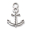 Anti-Tarnish 304 Stainless Steel Pendants, Laser Cut, Anchor Charm, Stainless Steel Color, 19x12.5x1mm, Hole: 3mm