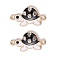 Alloy Enamel Connector Charms, Tortoise Links with Crystal Rhinestone, Light Gold, Cadmium Free & Nickel Free & Lead Free, Black, 23x12x3mm, Hole: 1.5mm