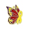 Alloy Enamel Pendants, Golden, Butterfly Charm, Red, 26x19.5x1.5mm, Hole: 1.8mm