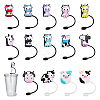 DICOSMETIC 14Pcs 14 Style Cow Theme Silicone Straw Cap AJEW-DC0001-46-1