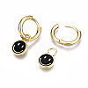 Brass Enamel Huggie Hoop Earrings EJEW-T014-37G-NF-5