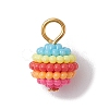 Rainbow Color Resin Waxberry Round Charms with Golden Tone Iron Loops PALLOY-JF02773-3