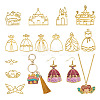 Pandahall 26Pcs 13 Styles Castle & Star Wing & Dress & Heart Alloy Open Back Bezel Pendants FIND-TA0002-93-9