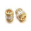 Column Brass Micro Pave Cubic Zirconia Large Hole Beads ZIRC-N017-20-NR-2