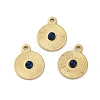 Real 14K Gold Plated 304 Stainless Steel Pave Natural Sodalite Pendants STAS-R005-05G-02-1