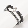 2Pcs 2 Style Natural Lava Rock & Synthetic Hematite Stretch Bracelets Set with Alloy Wings BJEW-JB08021-5