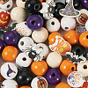  13 Styles Halloween Spray Painted Natural Wood Beads WOOD-TA0001-85-3