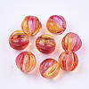 Two Tone Transparent Spray Painted Acrylic Corrugated Beads X-ACRP-T005-52C-1