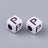 White Opaque Acrylic Beads MACR-R869-01P-2