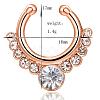 Personality Brass Cubic Zirconia Clip-on Nose Septum Rings AJEW-EE0002-001G-01-2